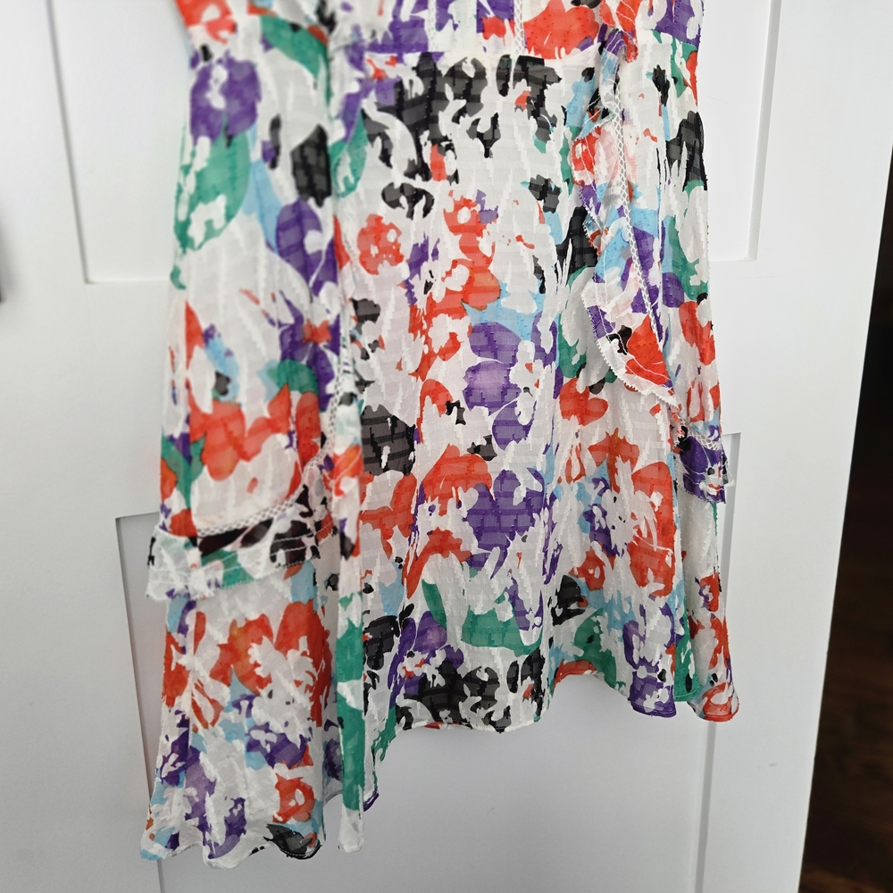 Tanya Taylor Coloful Floral Ruffle Dress Size 2 - Picture 9 of 16